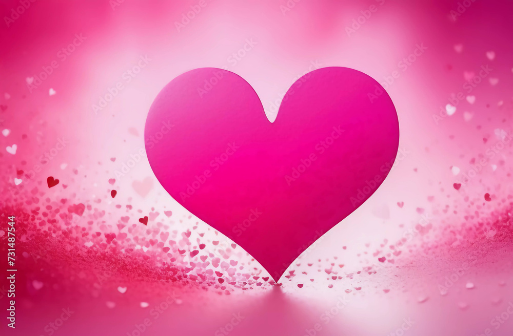 Watercolor hearts on a pink background. Background for your design. Generative AI