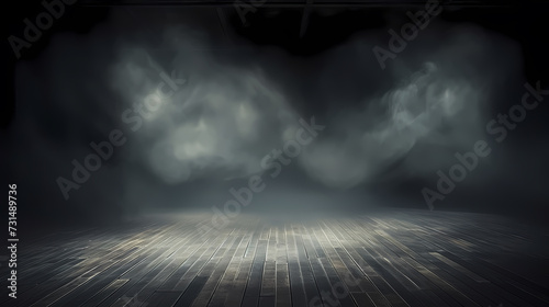 Dark concrete floor background infinite horizon sky panoramic scene