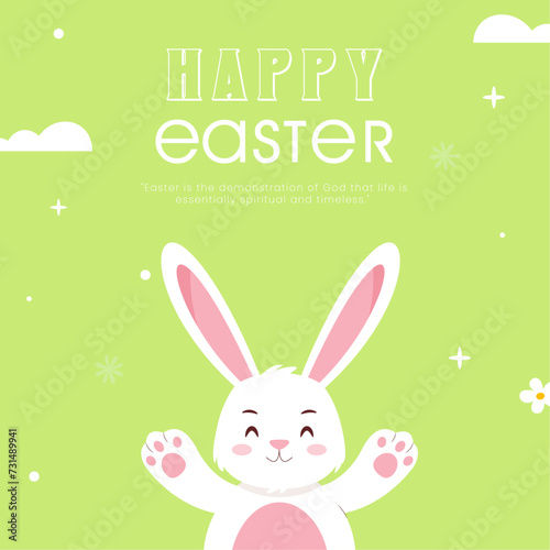 cute easter rabbit with celebrate event. easter day flat vector celebration background social media post.

