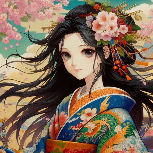 anime girl in kimono