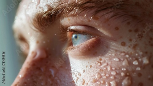close up on skin pores during face care routine 
