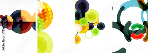 Set of circles geometric abstract posters. Abstract backgrounds for wallpaper, business card, cover, poster, banner, brochure, header, website