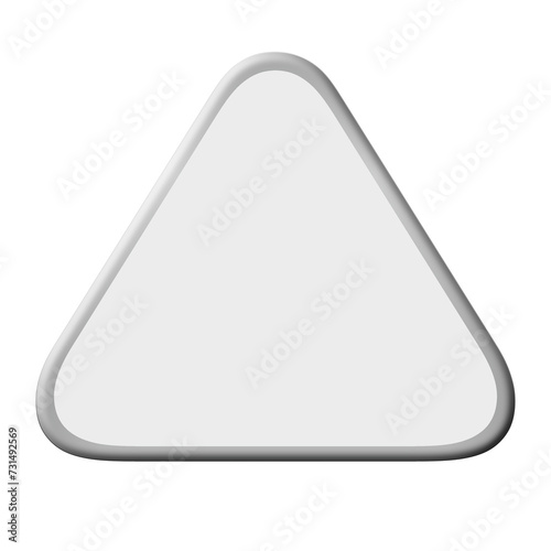 abstract 3d triangle icon with silvery border and white interior