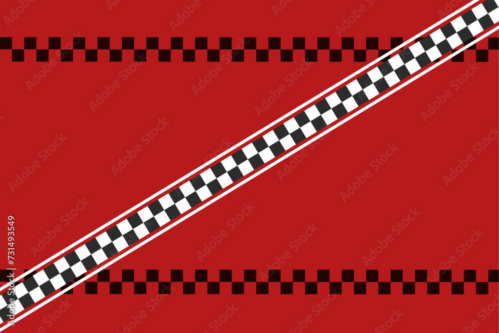 Flat racing checkered flag on red background