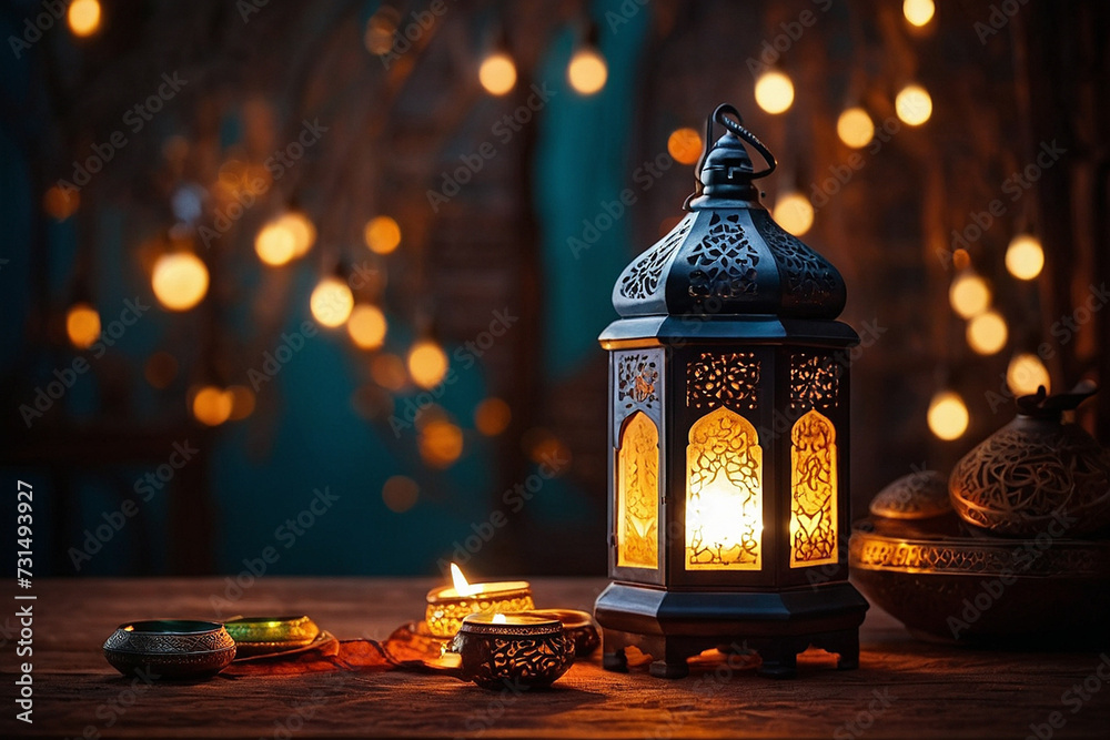 Ramadan Kareem & Eid Mubarak: Mosque Lamp in the Evening Ramadan Kareem & Eid Mubarak: Mosque Lamp in the Evening