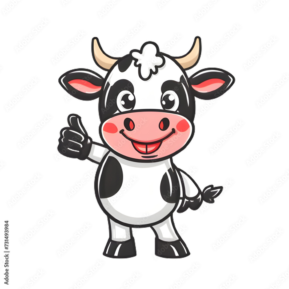 牛がthumbs up, いいねと親指を立ててgoodポーズしているイラスト
牛がthumbs up, いいねと親指を立ててgoodポーズしているイラスト
