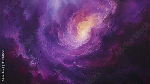 a painting of a purple vortex in the sky, surreal colors, surreal space. 