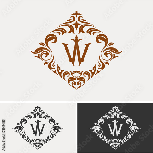luxury letter W logo, business sign design, invitation card decoration, product label