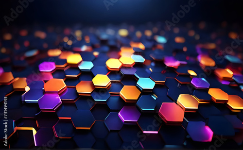 glowing lights hexagon Abstract background