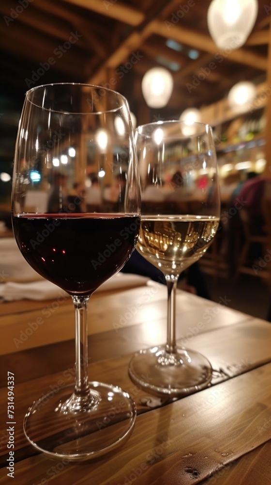 Glass of wine on the table. Vertical background 
