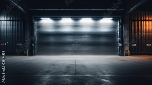 Concrete floor and a closed door for product display or an industrial background