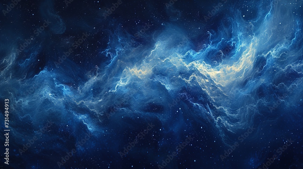 An abstract background for wallpaper that features a representation of a star-filled galaxy with sparkling cosmic dust, conveying the vastness of space.	Generative AI - obrazy, fototapety, plakaty 
