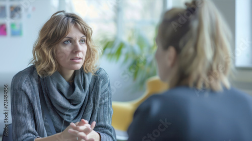 Woman talking to a psychologist

