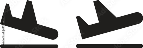 Landing and flying airplane icons . Plane landing and departure icon . Vector illustration