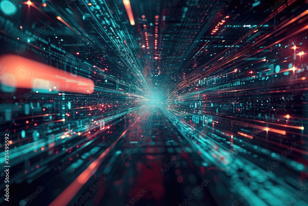 Abstract Background With Intersecting Lines and Dots, Abstract representation of data streams in a futuristic cyber world, AI Generated Abstract Background With Intersecting Lines and Dots, Abstract representation of data streams in a futuristic cyber world, AI Generated