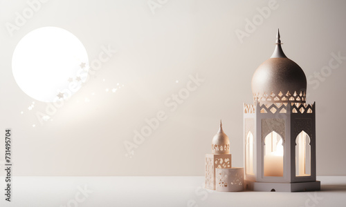 Islamic concept for Ramadan white background copy space © vectake