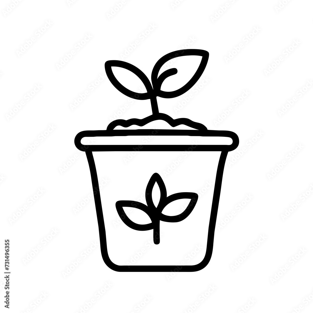 Seedling breaking through a compost bin outline. Seedling breaking through a compost bin outline.