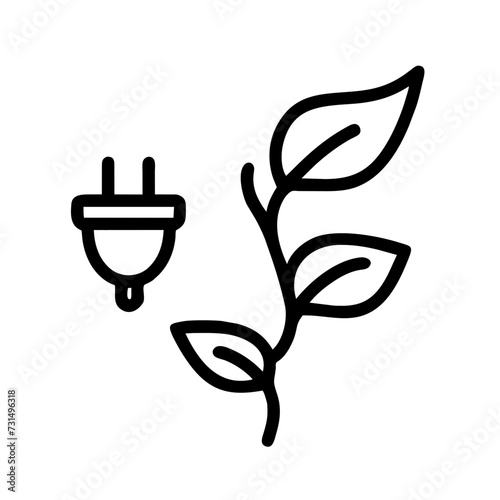 Plug with vines branching out, representing renewable energy sources.