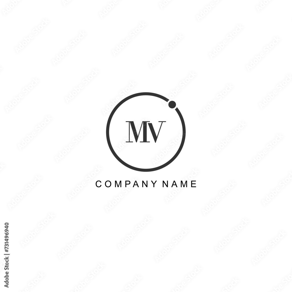 Initial MV letter management label trendy elegant monogram company