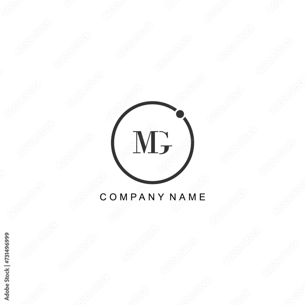 Initial MG letter management label trendy elegant monogram company