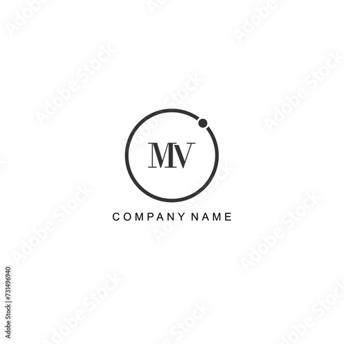 Initial MV letter management label trendy elegant monogram company