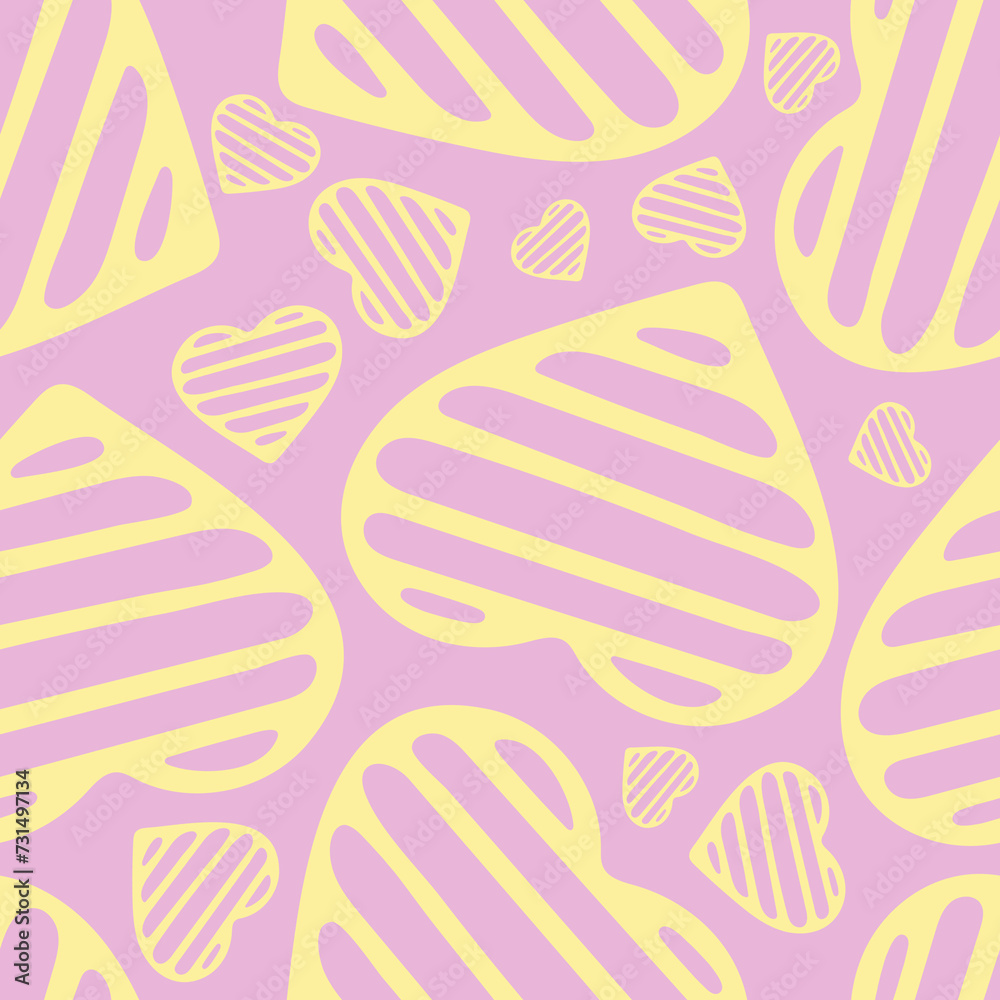 Hand Drawn Seamless Patterns with Hearts in Doodle Style. Hand Drawn Seamless Patterns with Hearts in Doodle Style.