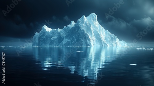 Large iceberg, dark background, high contrast, desktop background, AI-generative
