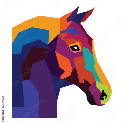 Horse on isolated background white on wpap pop art style for illustration