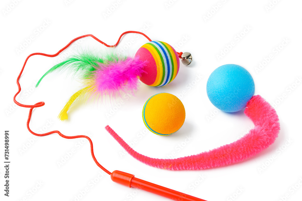 Cat toys isolated on white background studio shot Cat toys isolated on white background studio shot