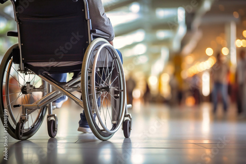 Person Sitting in Wheelchair on Tiled Floor