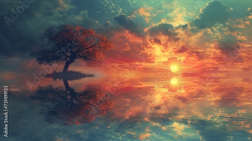 Dream land Digital Painting, Universe, Nature, Landscape and Fantasy, Clouds, Reflections, Backgrounds 