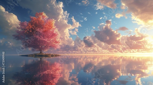 Dream land Digital Painting, Universe, Nature, Landscape and Fantasy, Clouds, Reflections, Backgrounds 