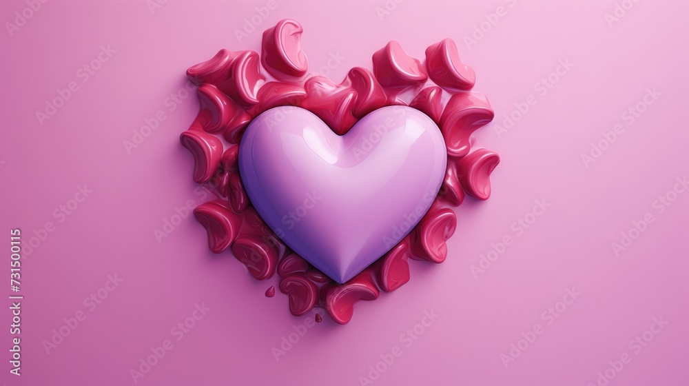 Abstract pink heart on a pink background. Festive background for Valentine's day, romantic wedding design.