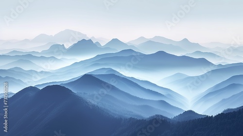 Mountains landscape in the style of light sky blue © Thanthara