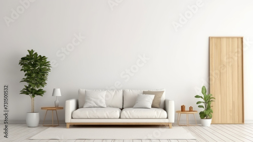 Mockup wall mounted with decoration in living room and white wall. © wiparat