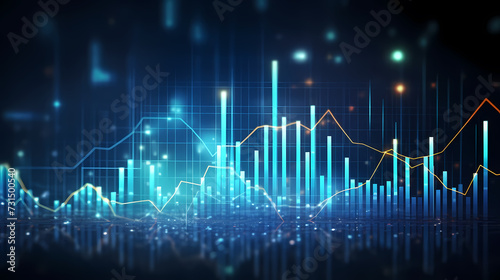 Stock market chart line concept, business chart on stock market background