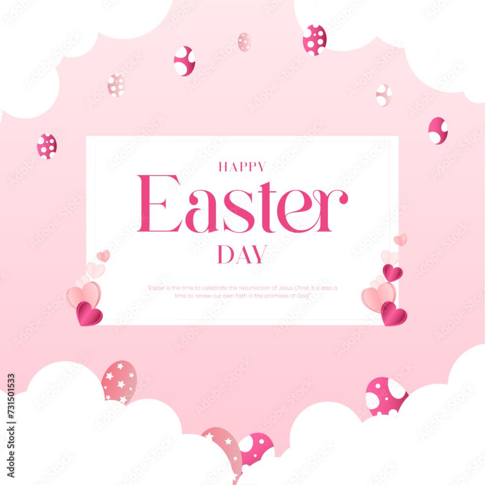 Happy Easter, decorated easter card, banner. Bunnies, Easter eggs, flowers and hearts. Folk style patterned design.
Happy Easter, decorated easter card, banner. Bunnies, Easter eggs, flowers and hearts. Folk style patterned design.