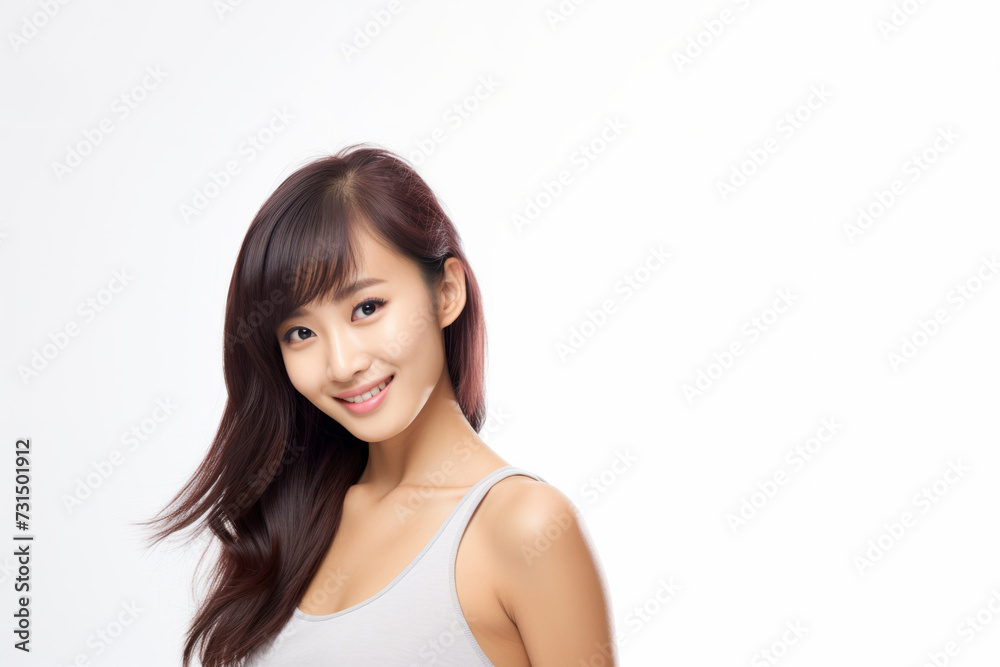 Adorable young girl clad in snug vest undergarments, showcasing her style against a pristine white background. Generative AI. Adorable young girl clad in snug vest undergarments, showcasing her style against a pristine white background. Generative AI.