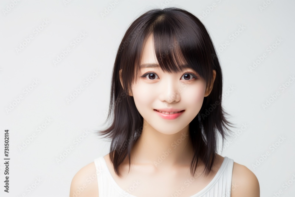 Adorable young girl clad in snug vest undergarments, showcasing her style against a pristine white background. Generative AI. Adorable young girl clad in snug vest undergarments, showcasing her style against a pristine white background. Generative AI.
