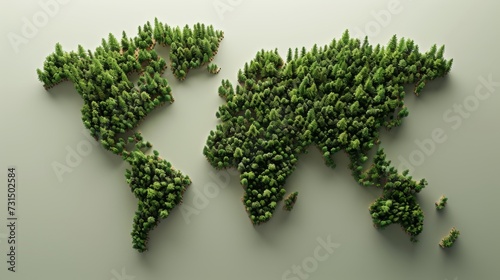 World map made of trees. All continents of the green world
