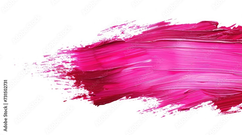 Abstract brushstroke of Pink paint isolated on white. Space for text