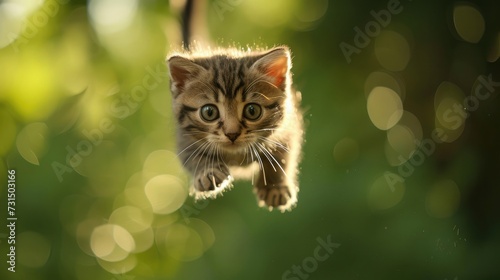 Flying funny kitten