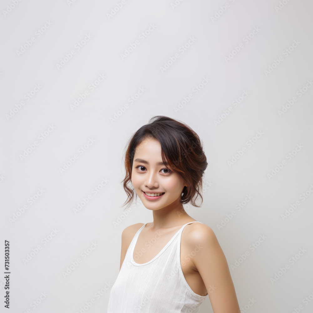 Sweet little girl donning comfy vest lingerie, posing with confidence on a clean white surface. Generative AI. Sweet little girl donning comfy vest lingerie, posing with confidence on a clean white surface. Generative AI.