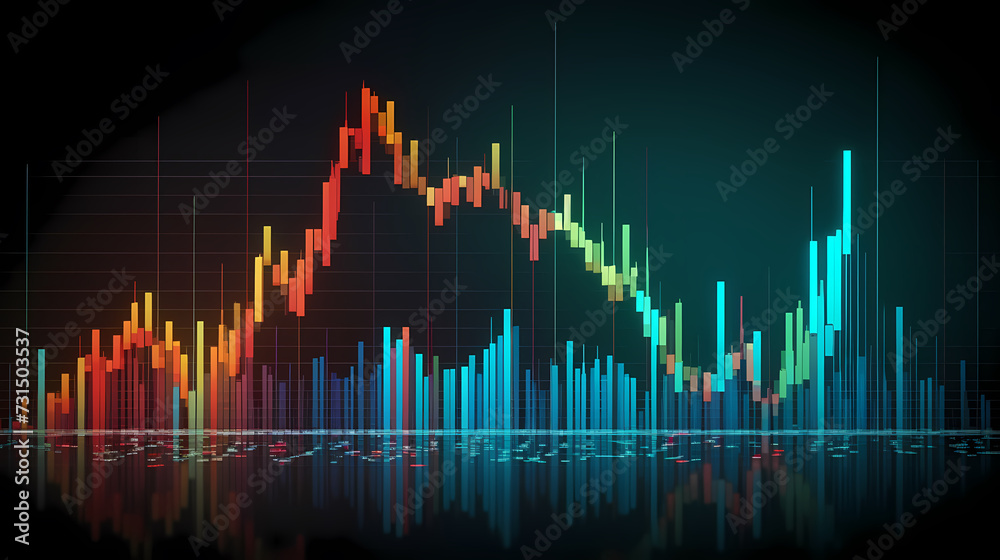 Stock market chart line concept, business chart on stock market background