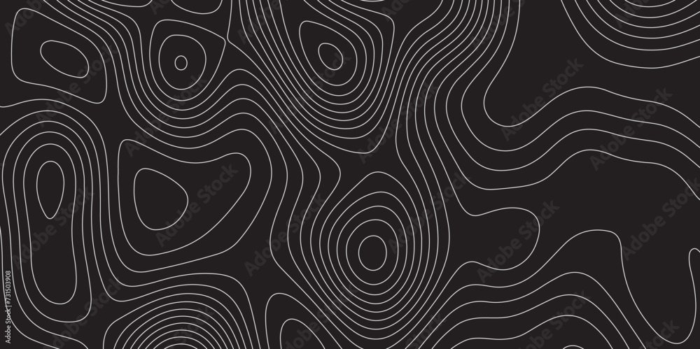 Abstract white line on black background Topographic map pattern. Contour elevation topographic and textured Background Modern design with black background with topographic wavy patte. Abstract white line on black background Topographic map pattern. Contour elevation topographic and textured Background Modern design with black background with topographic wavy patte.