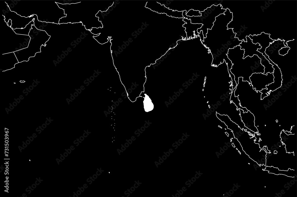 Obraz premium Sri Lanka map Asia black background