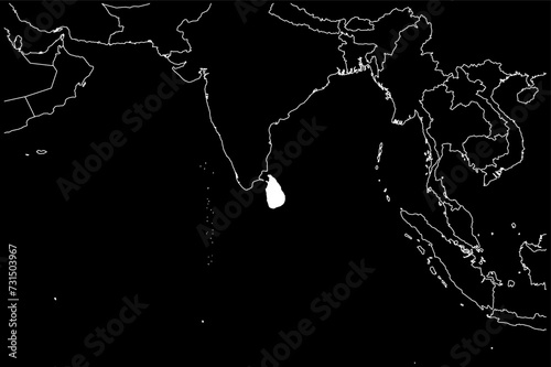 Sri Lanka map Asia black background