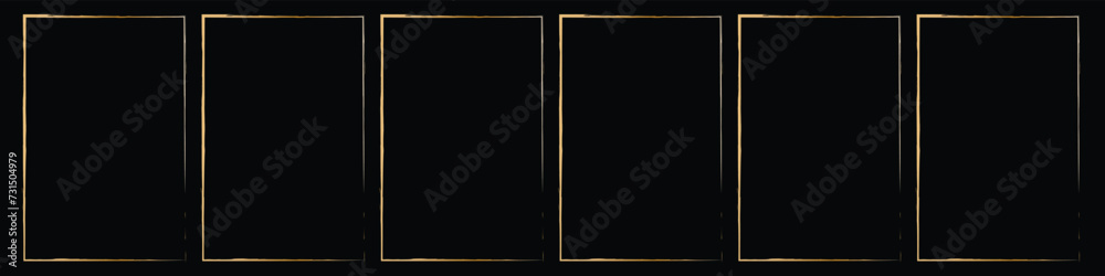 Set of rough gold grunge Japanese rectangular frames. Golden foil ink torn box. Vector isolated artboard. 1234 Set of rough gold grunge Japanese rectangular frames. Golden foil ink torn box. Vector isolated artboard. 1234
