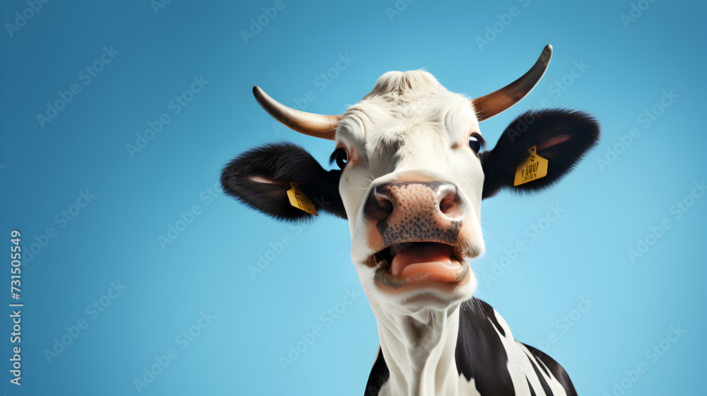 Cheerful Cow with Open Mouth, Copy Space
