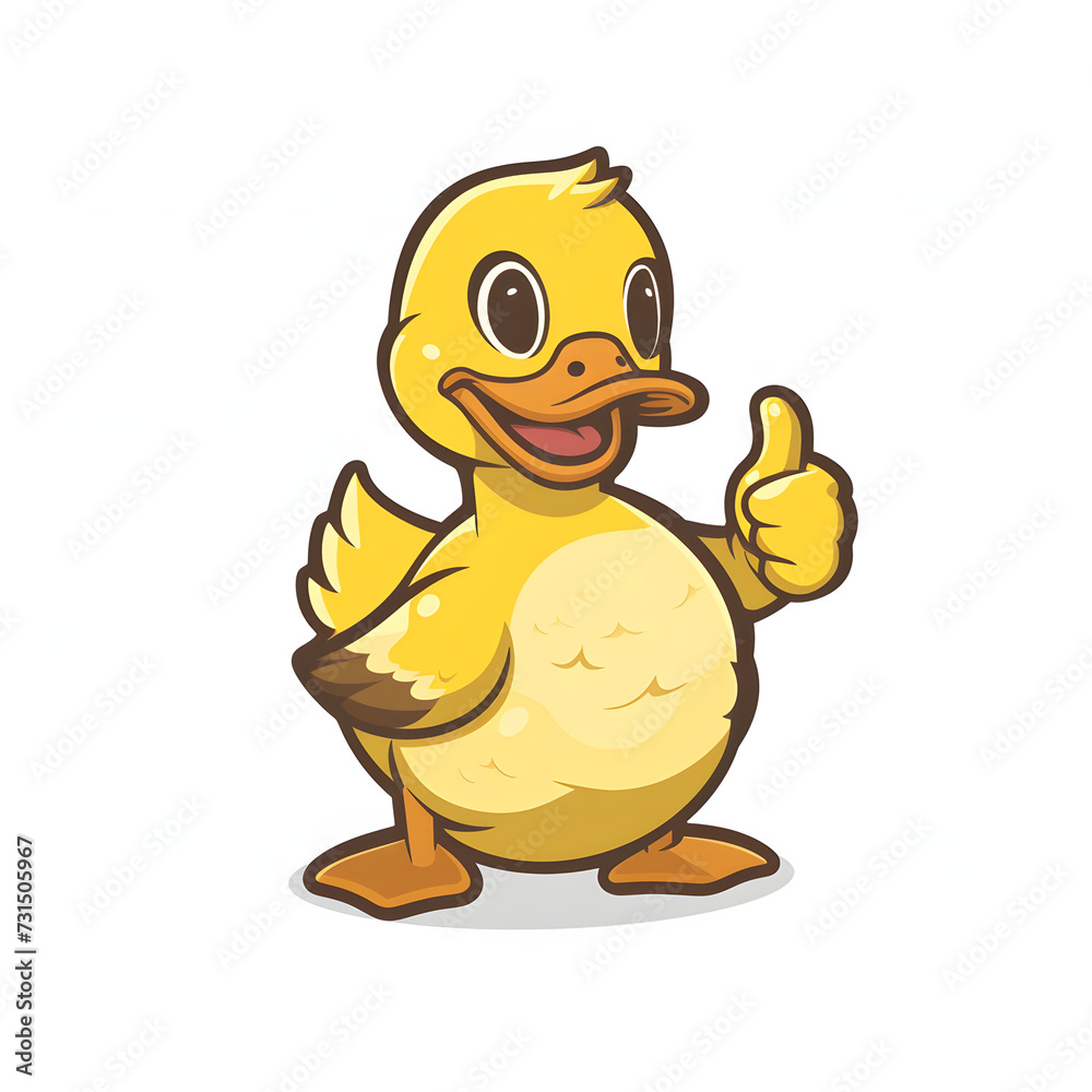 アヒルがthumbs up, いいねと親指を立ててgoodポーズしているイラスト アヒルがthumbs up, いいねと親指を立ててgoodポーズしているイラスト